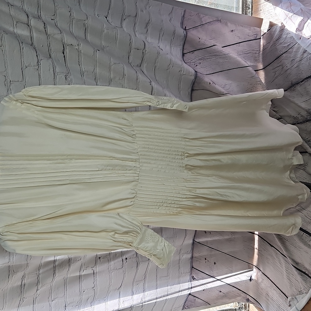 Victorian Style Cream Embroidered Designer Silk Women’s Doen Ethel Cain Style - Picture 6 of 11